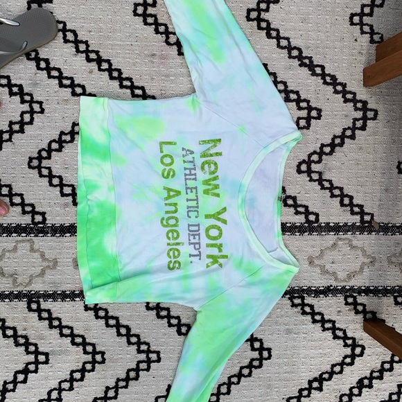 NWT neon green/white tie dye L/S crop sweatshirt - Picture 15 of 16